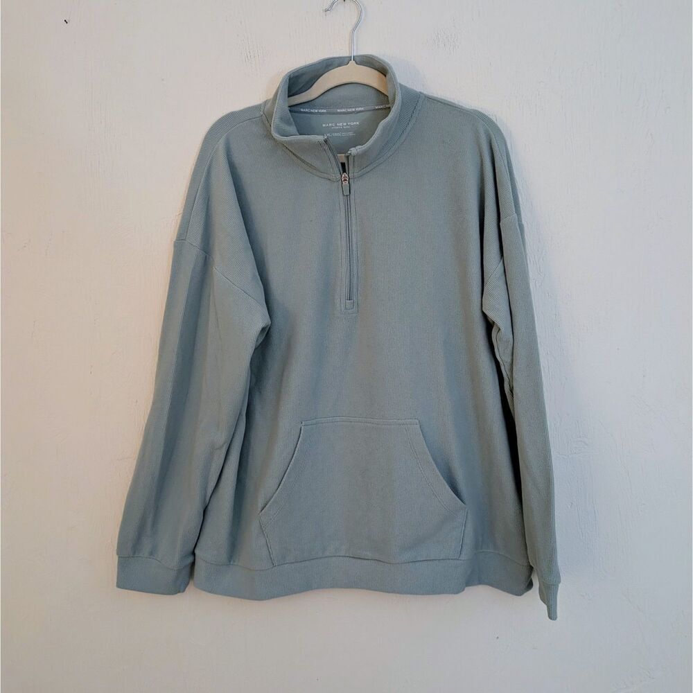 Marc NY By Andrew Marc 1/4 Zip Sweatshirt women Pullover Blue /green 2XL